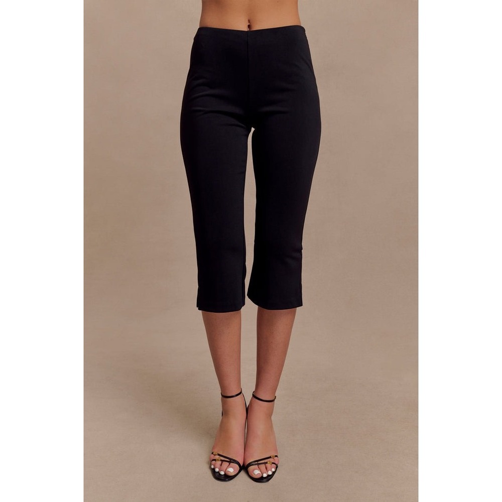 Meshki Layla Flared Crepe Capri Pants Black Large New With Tags